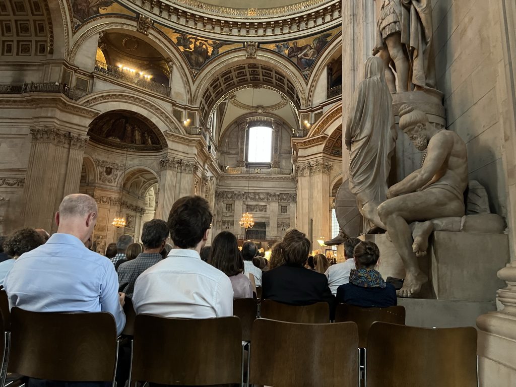 Picture of the symphony orchestra playing inside St. Paul's Cathedral