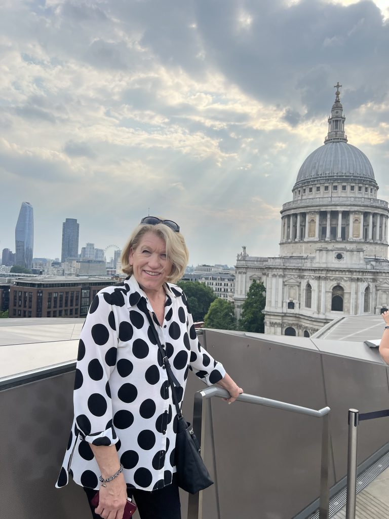 Picture of Jodi on the rooftop overlooking St. Paul's Cathedral.
