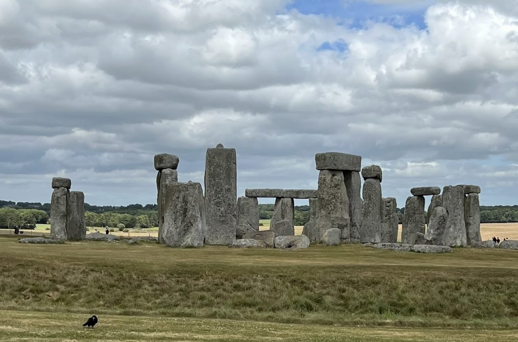 Stonehenge with a large upright stone with the tenon visible on top.