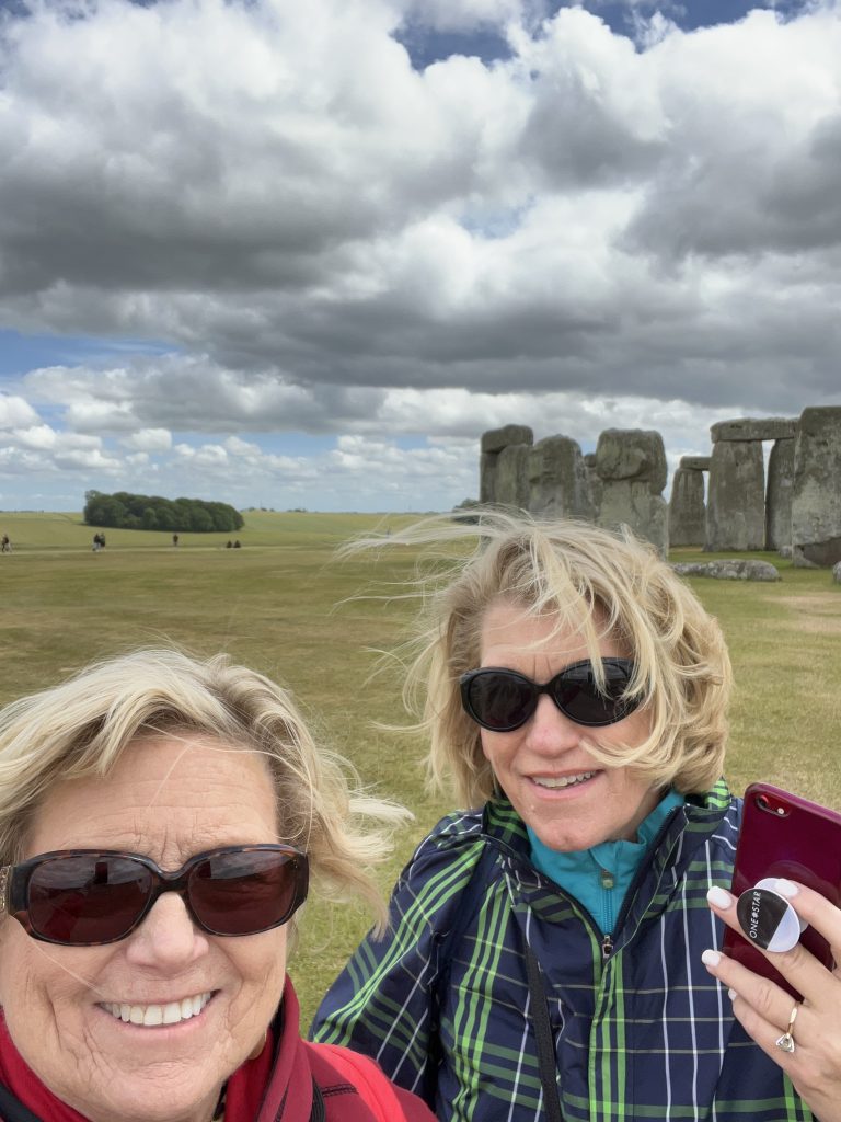 Kay and Jodi in front of the stone circle.